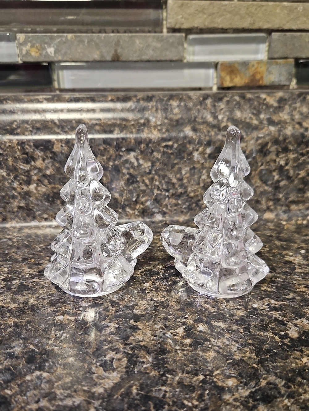 Biediermann & Sons Vintage Clear Glass Candle Holders Set Of 2
